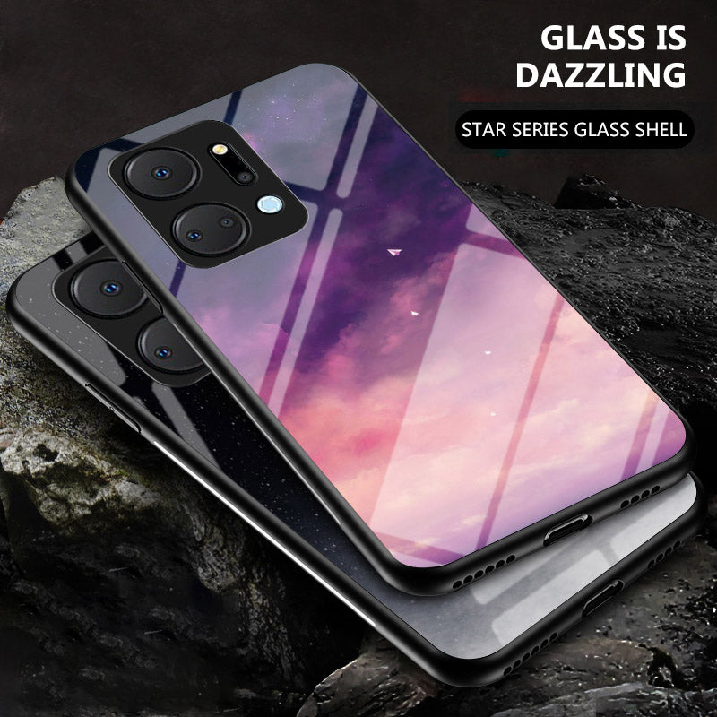 Mobile Phone Case for Honor X7a 5G Starry Sky Pattern Tempered Glass PC TPU Smartphone Cover Mobile Phone Case for Honor X7a 5G Starry Sky Pattern Tempered Glass PC TPU Smartphone Cover